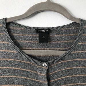 Ann Taylor Gray and Tan Stripe Cardigan
